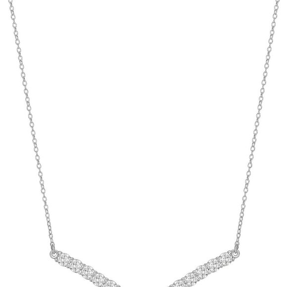 925 Sterling Silver Rhodium Plated Chevron V Bar Design Pendant Sterling Silver